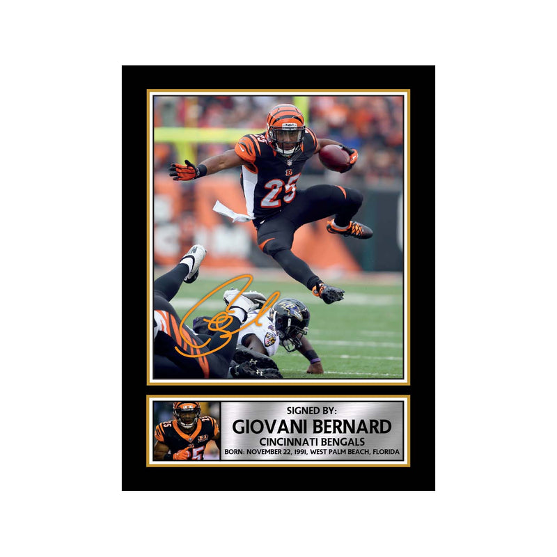 Giovani Bernard Limited Edition Football Signed Print - American Footballer