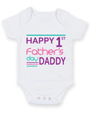 Girls Happy 1st First Fathers Father's Day Baby Grow Bodysuit