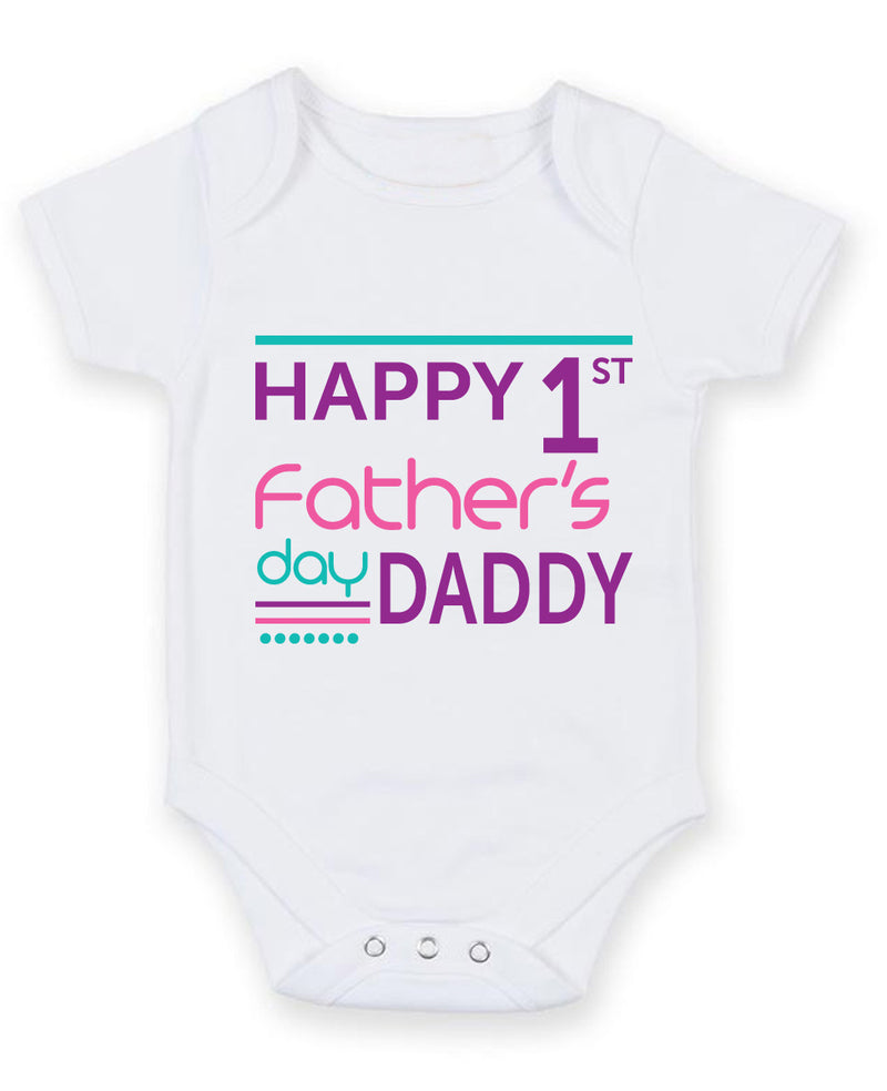 Girls Happy 1st First Fathers Father's Day Baby Grow Bodysuit