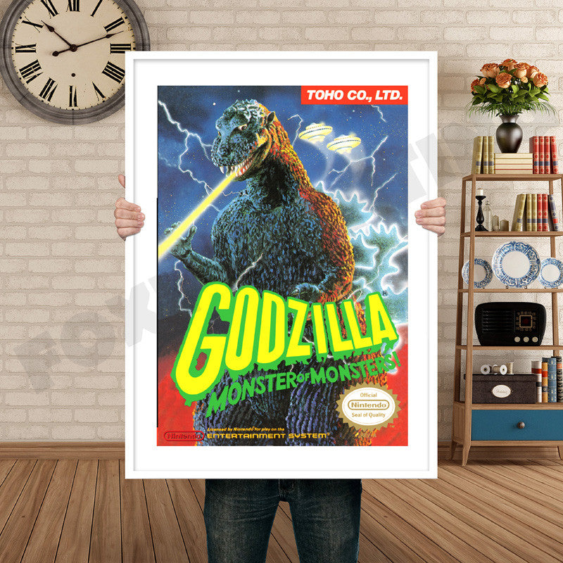Godzilla Retro GAME INSPIRED THEME Nintendo NES Gaming A4 A3 A2 Or A1 Poster Art 263