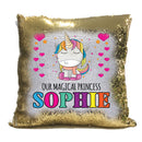 Unicorn 109 Personalised Gold Magic Cushion including cushion insert