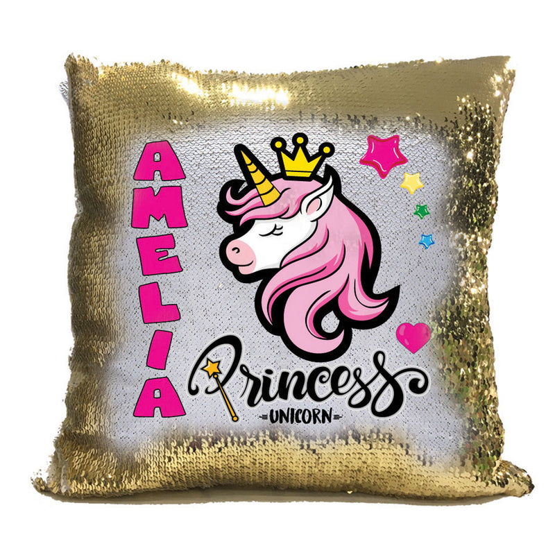 Unicorn 115 Personalised Gold Magic Cushion including cushion insert