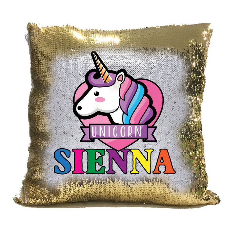 Unicorn 117 Personalised Gold Magic Cushion including cushion insert