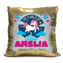 Unicorn 120 Personalised Gold Magic Cushion including cushion insert