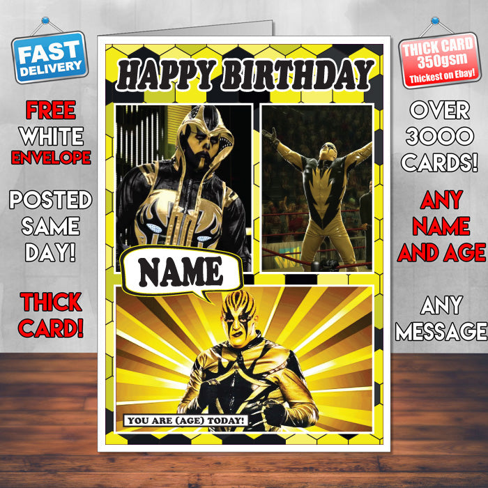 Golddust KE Inspired Style Personalised Wrestling WWE Birthday Card