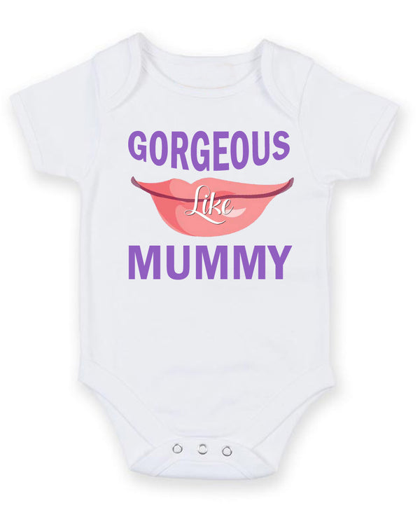 Gorgeous Like Mummy Personalised Baby Boy Girl Unisex Short Sleeve Bodysuit