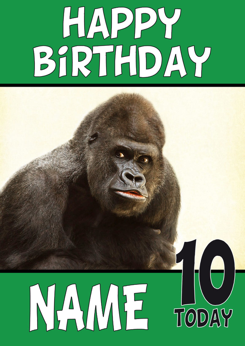 Happy Birthday Gorilla1 Funny Kids Adult Personalised Birthday Card