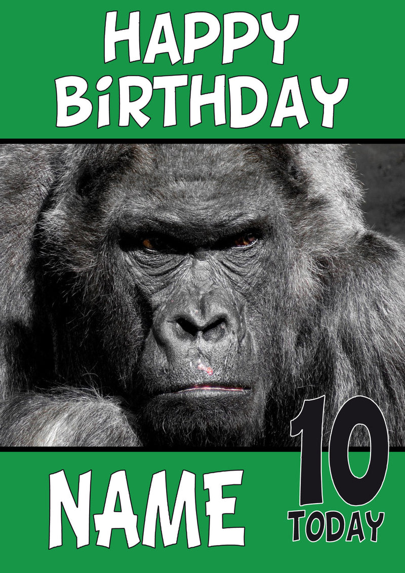 Happy Birthday Gorilla2 Funny Kids Adult Personalised Birthday Card