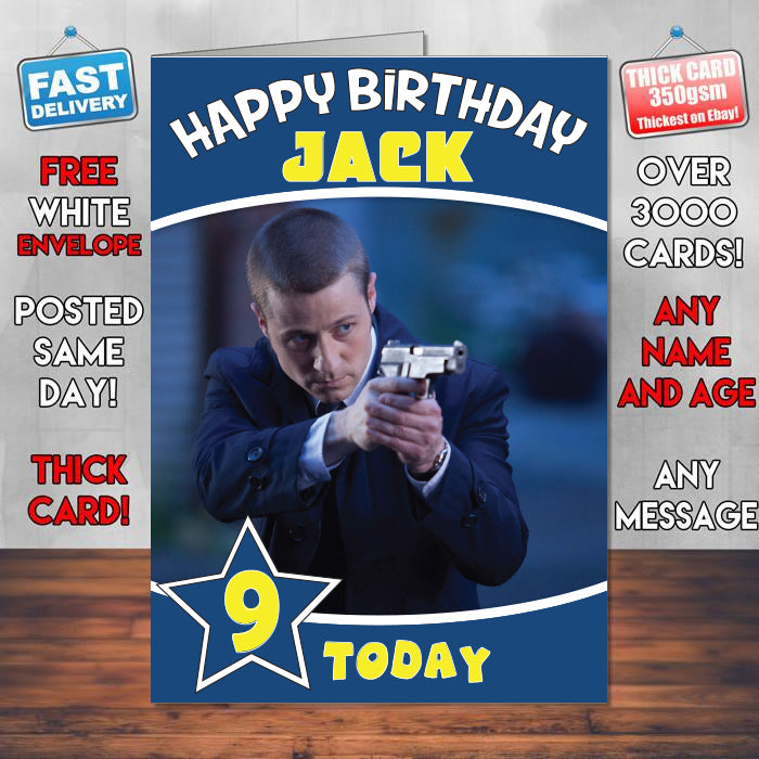 Gotham James Theme Style Personalised Kids Inspired Movie Birthday Card (SA)