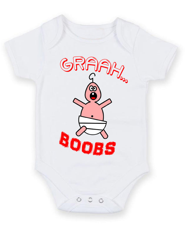 Graah Boobs Personalised Baby Boy Girl Unisex Short Sleeve Bodysuit