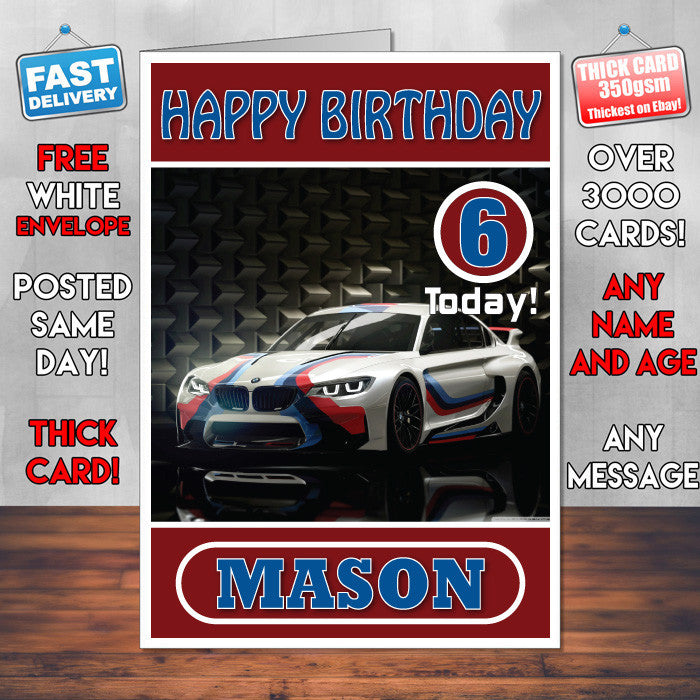 Personalised Gran Turismo BMW Inspired Style Game Kids Inspired Birthday Card (SA)