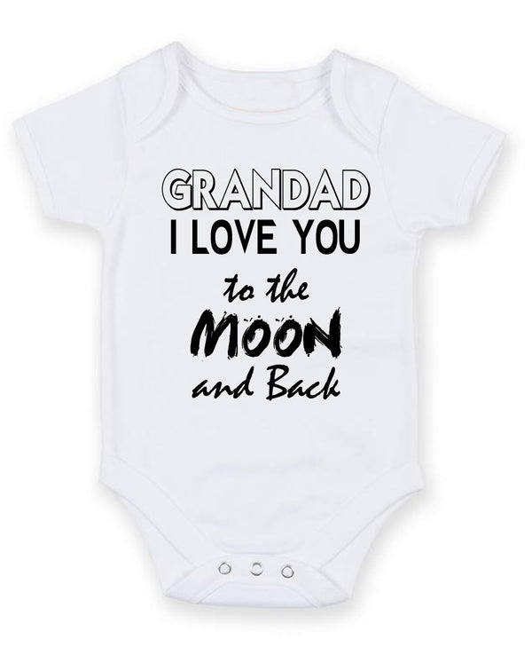 Granddad I Love You To The Moon Personalised Baby Boy Girl Unisex Short Sleeve Bodysuit