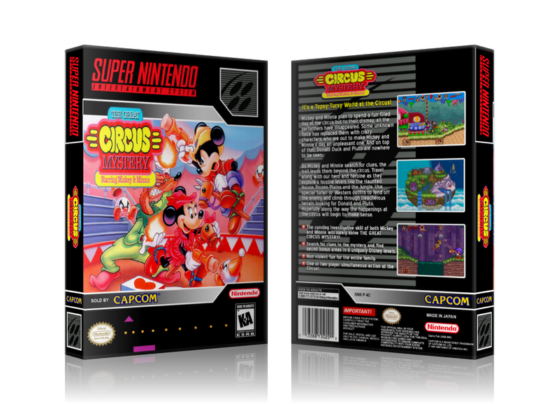 Great Circus Mystery Starring Mickey And Minnie Replacement Nintendo SNES Game Case Or Cover