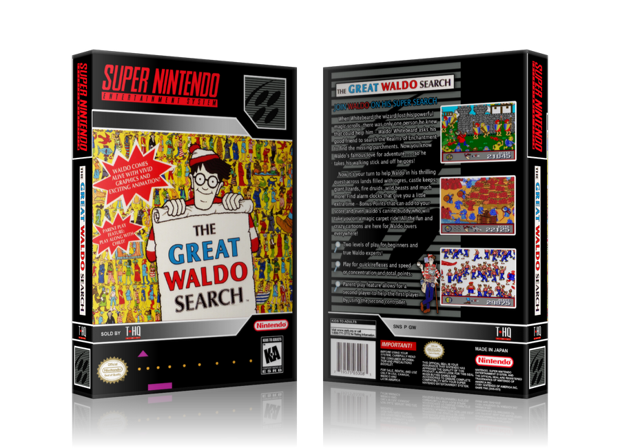 Great Waldo Search Replacement Nintendo SNES Game Case Or Cover – SNES Replacement Game case product image 1