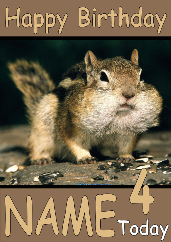 Greedy Squirrel Funny Kids Adult Personalised Birthday Card Gift Present