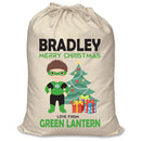 PERSONALISED Cartoon Inspired Super Hero Green Light - XL Children's Christmas Santa Sack CUSTOMISE Present