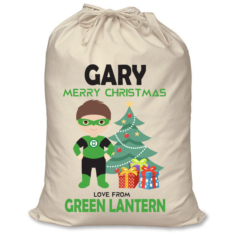 PERSONALISED Cartoon Inspired Super Hero Green Light GARY - XL Children's Christmas Santa Sack CUSTOMISE Present