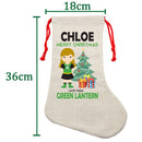 PERSONALISED Cartoon Inspired Super Hero Green Light Girl CHLOE HIGH QUALITY Large CHRISTMAS STOCKING - Any Name you want!