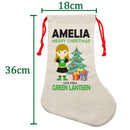 PERSONALISED Cartoon Inspired Super Hero Green Light Girl HIGH QUALITY Large CHRISTMAS STOCKING - Any Name you want!
