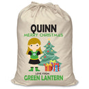 PERSONALISED Cartoon Inspired Super Hero Green Light Girl QUINN - XL Children's Christmas Santa Sack CUSTOMISE Present