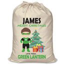 PERSONALISED Cartoon Inspired Super Hero Green Light JAMES - XL Children's Christmas Santa Sack CUSTOMISE Present