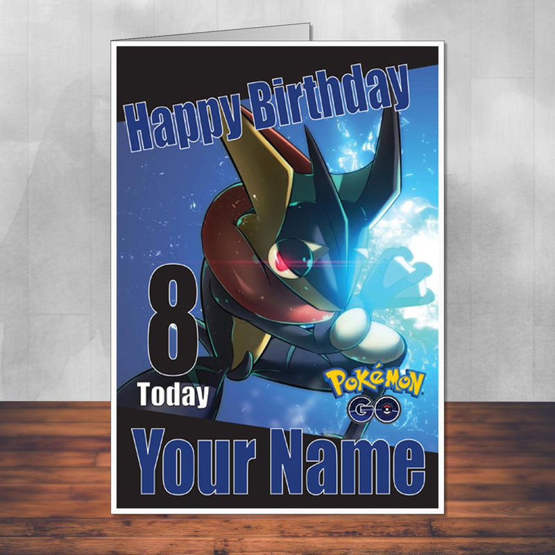 Grenninja Pokemon Go THEME INSPIRED Kids Adult Personalised Birthday Card Birthday Card