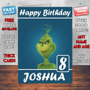 Grinch Theme Style Personalised Kids Inspired Movie Birthday Card (SA)