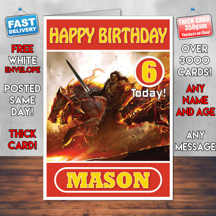 Personalised Guild Wars 2 Artwork Inspired Style Game Kids Inspired Birthday Card (SA)
