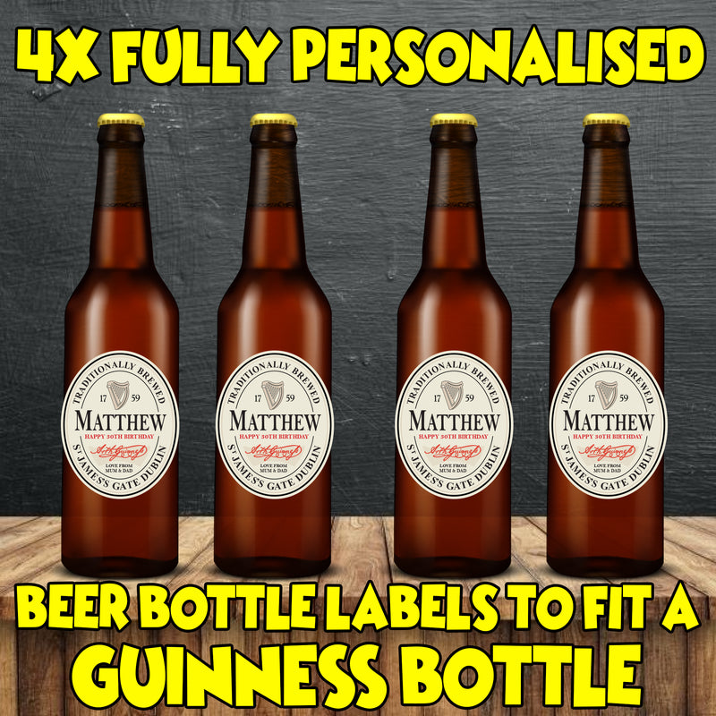 PERSONALISED Guinness Bottle Label - custom name bottle lables