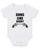 Guns Like Daddy Personalised Baby Boy Girl Unisex Short Sleeve Bodysuit