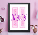 Personalised Name Word Art Poster Print Pink Letter H