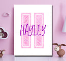 Personalised Name Word Art Poster Print Pink Letter H