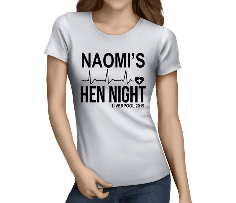 Heartbeat Hen Black Custom Hen T-Shirt - Any Name - Party Tee