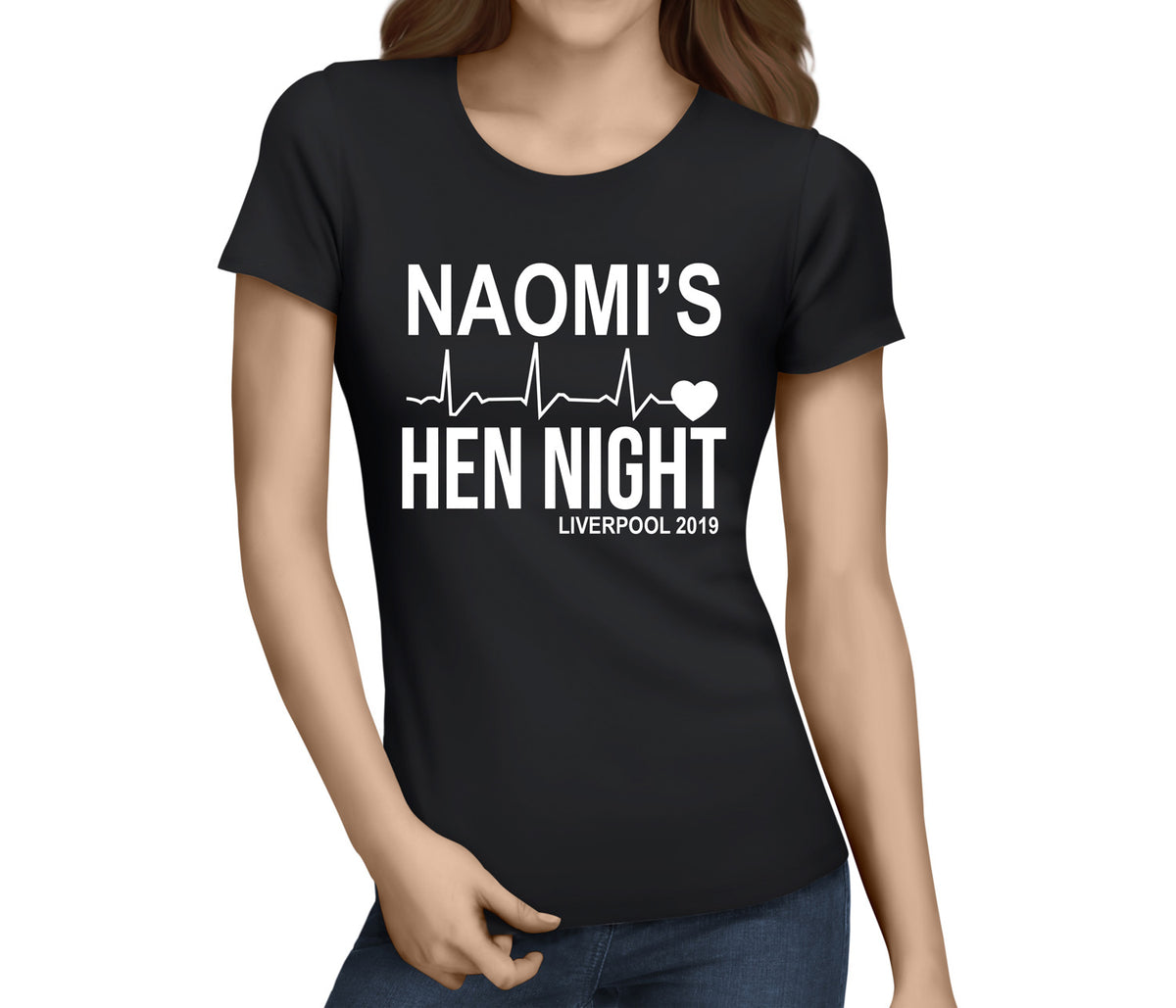 Heartbeat Hen White Custom Hen T-Shirt - Any Name - Party Tee