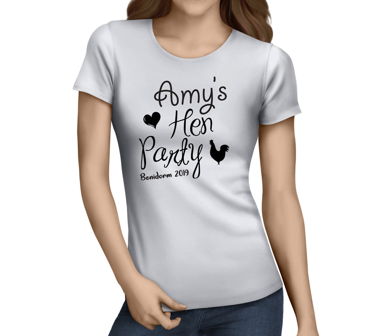 Hen Loveheart Black Custom Hen T-Shirt - Any Name - Party Tee