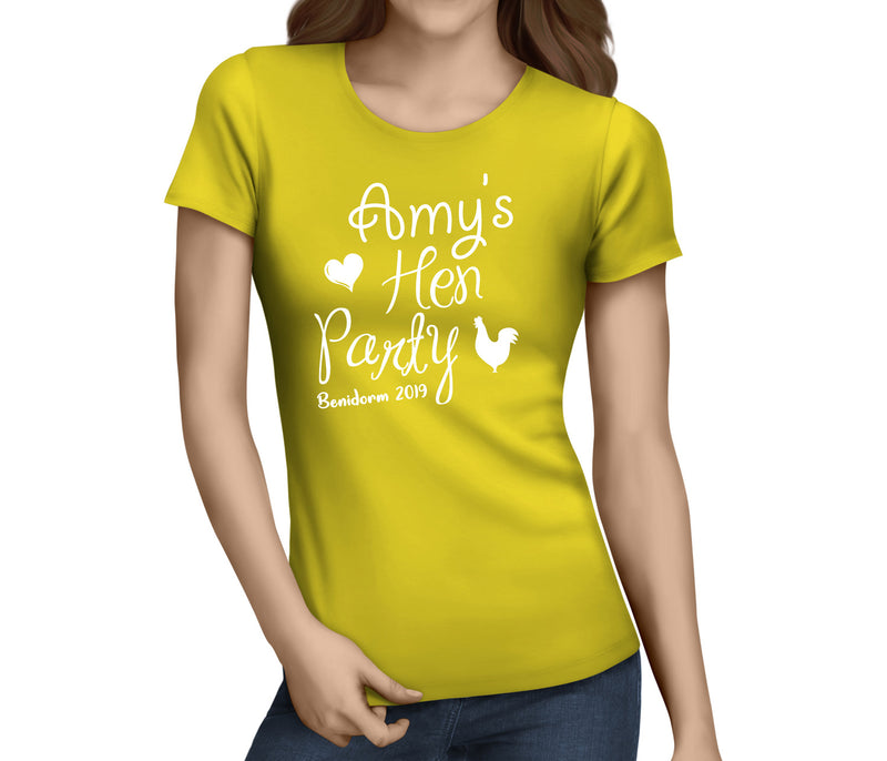 Hen Loveheart White Custom Hen T-Shirt - Any Name - Party Tee