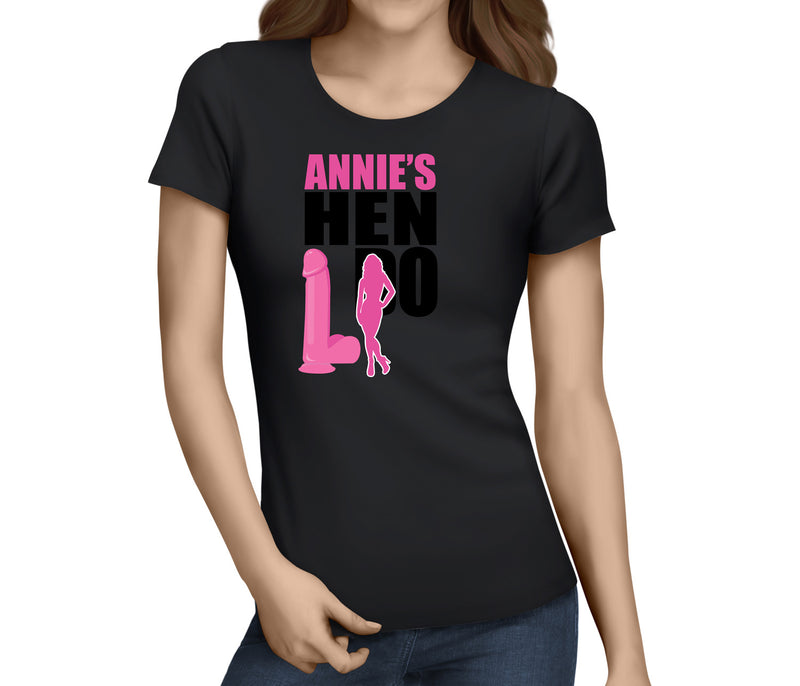 Hen Silhouette Colour Custom Hen T-Shirt - Any Name - Party Tee