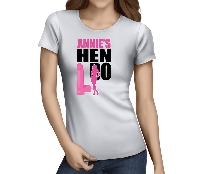 Hen Silhouette Colour Custom Hen T-Shirt - Any Name - Party Tee