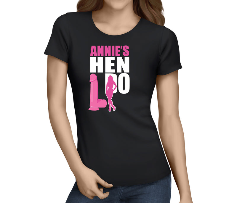 Hen Silhouette White Custom Hen T-Shirt - Any Name - Party Tee