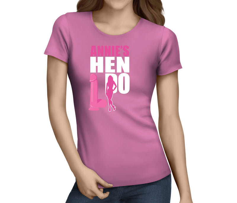 Hen Silhouette White Custom Hen T-Shirt - Any Name - Party Tee