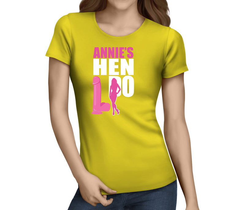 Hen Silhouette White Custom Hen T-Shirt - Any Name - Party Tee