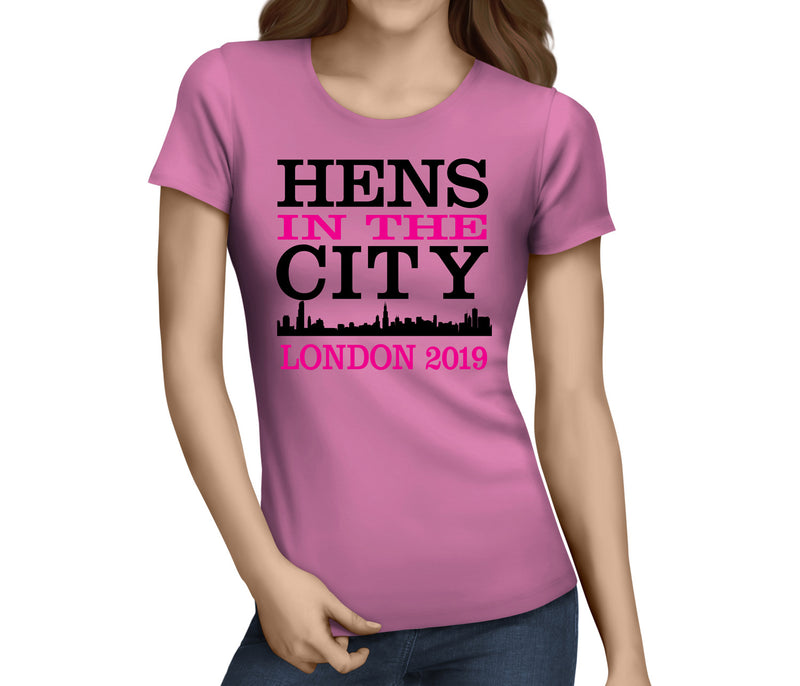 Hens In The City Colour Custom Hen T-Shirt - Any Name - Party Tee