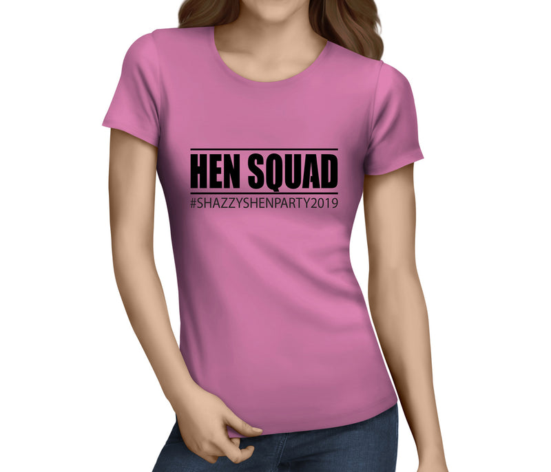 Hen Squad Black Custom Hen T-Shirt - Any Name - Party Tee