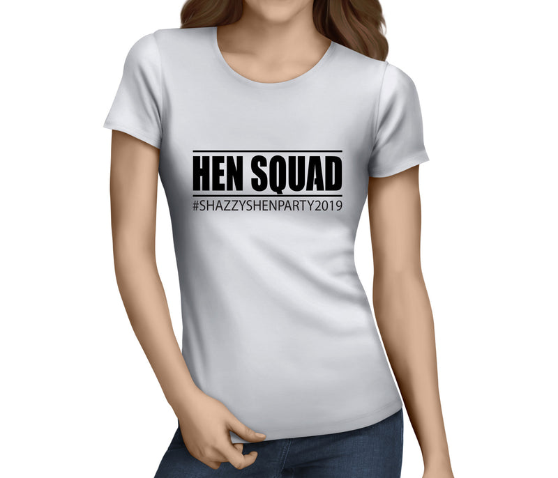 Hen Squad Black Custom Hen T-Shirt - Any Name - Party Tee