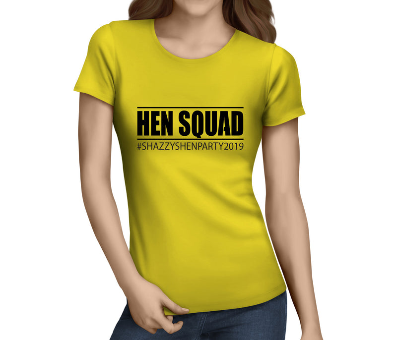 Hen Squad Black Custom Hen T-Shirt - Any Name - Party Tee