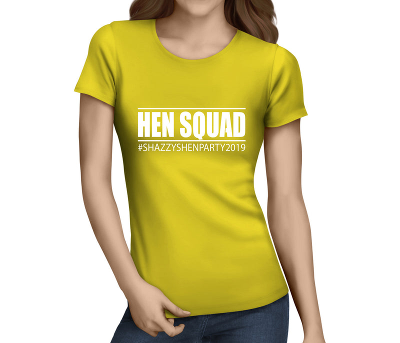 Hen Squad White Custom Hen T-Shirt - Any Name - Party Tee