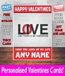 PERSONALISED HIS OR HERS Boyfriend Girlfriend Hubby Wife Lover Style KE105 Valentines Day Card