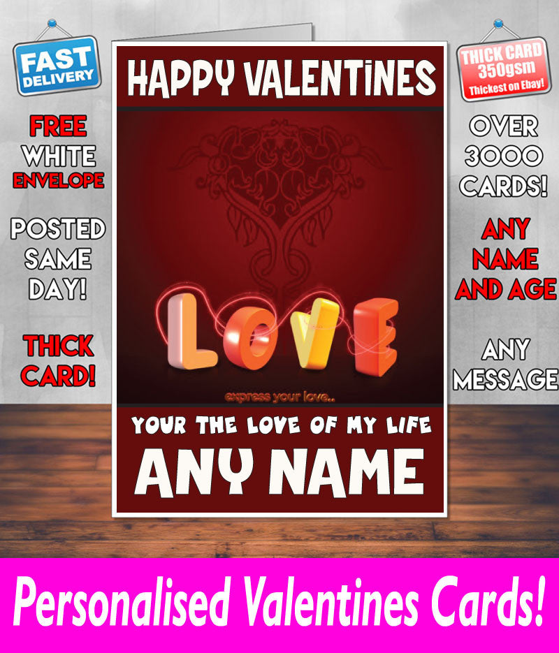 PERSONALISED HIS OR HERS Boyfriend Girlfriend Hubby Wife Lover Style KE71 Valentines Day Card