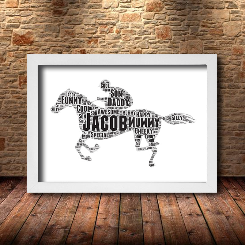 Personalised Horse Racer 1 Word Art Poster Print