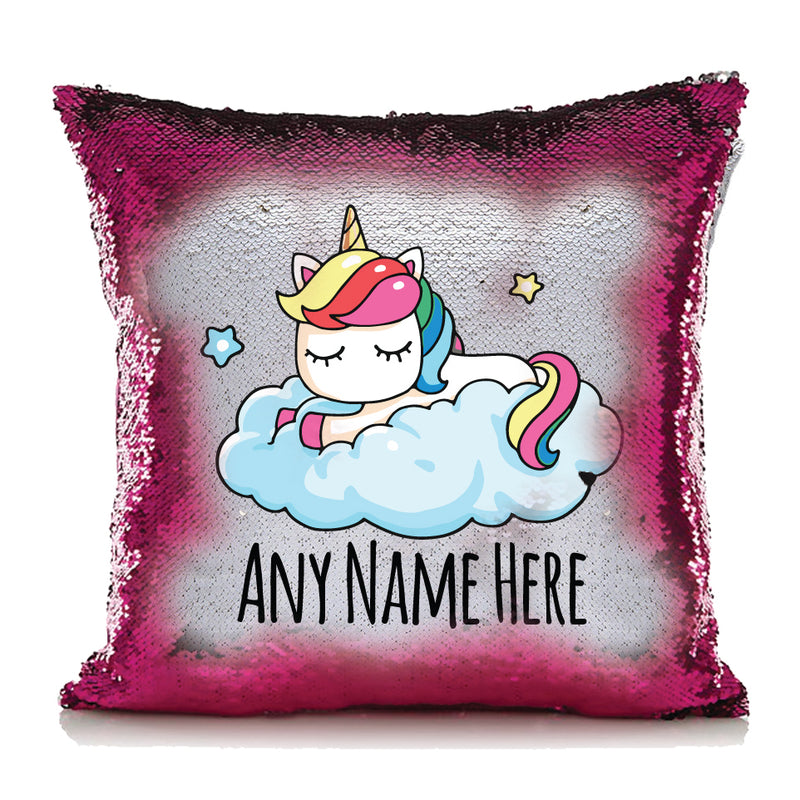 Unicorn Design 1 Personalised Hot Pink Magic Cushion including cushion insert